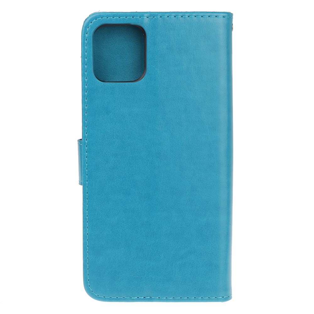 Imprint Butterfly Flowers Leather Wallet Phone Case for iPhone 11 6.1 inch (2019) - Blue-4