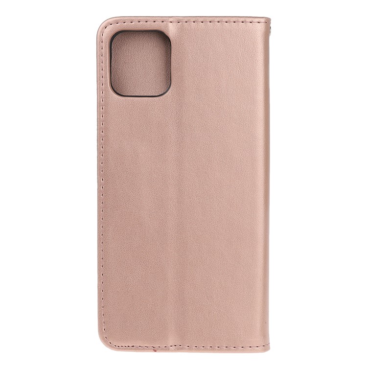 Impressão Gato E Espinha De Peixe Carteira De Couro Padrão Stand Case Para Iphone (2019) 6.1-inch - Rosa Ouro-4