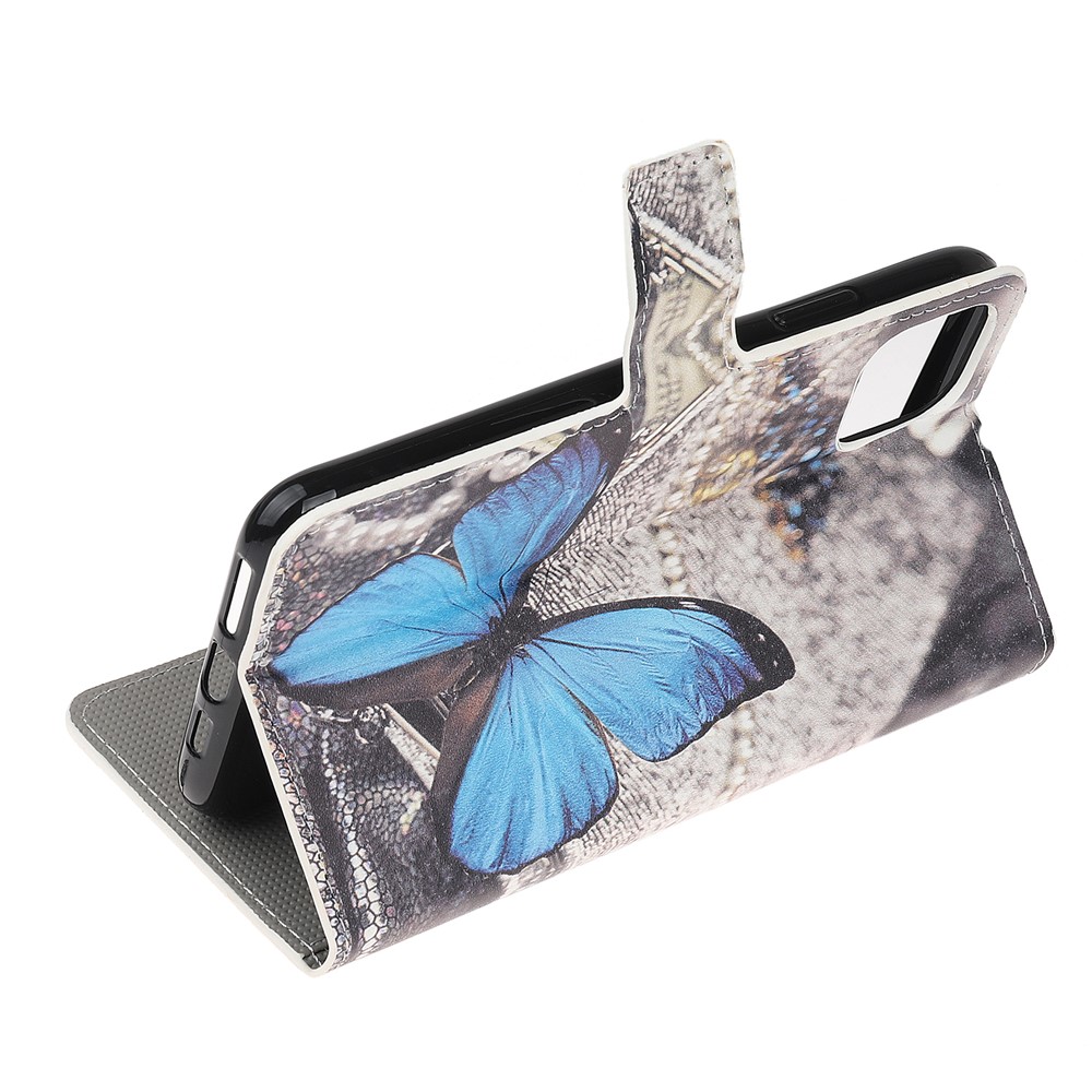 Pattern Printing Wallet Leather Stand Case for iPhone 11 6.1 inch (2019) - Blue Butterfly-5