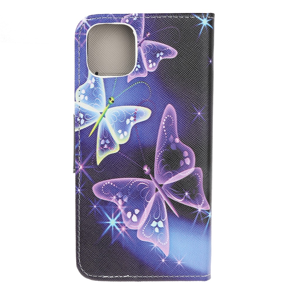 Padrão De Impressão Cruz Textura Carteira De Couro Shell Para Iphone (2019) 6.1-inch - Borboletas Vivas-4