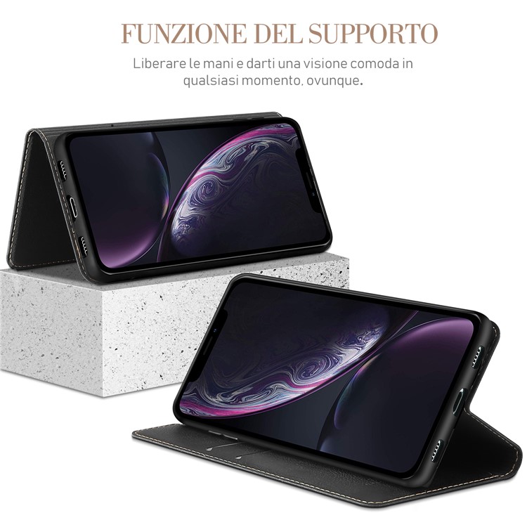 ELESNOW Wallet Stand Leather Flip Case for iPhone XR 6.1 inch - Black-3