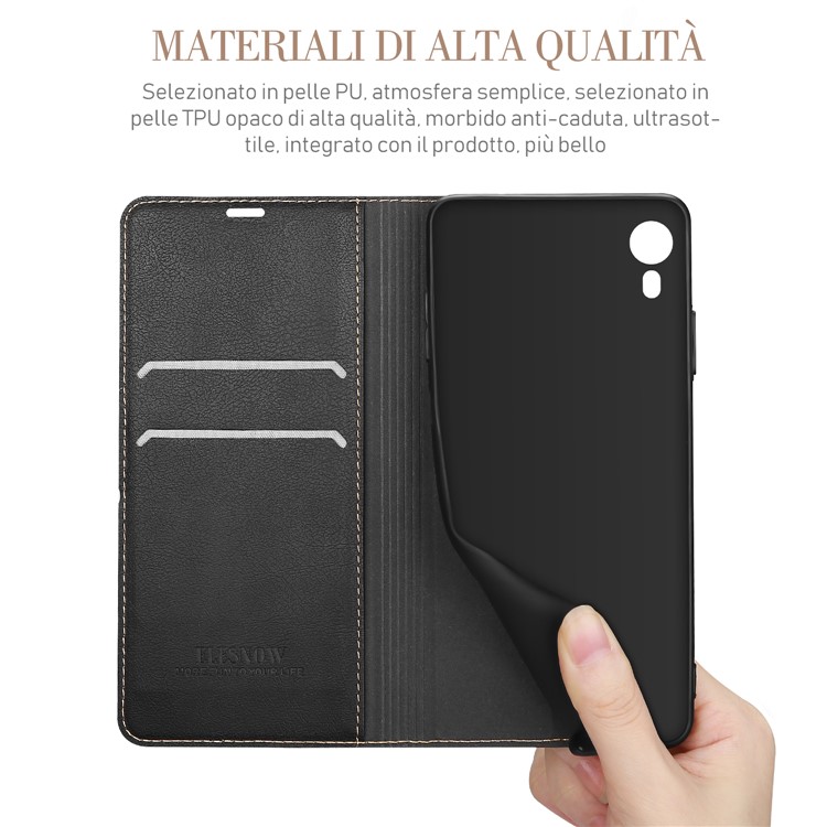 ELESNOW Wallet Stand Leather Flip Case for iPhone XR 6.1 inch - Black-4