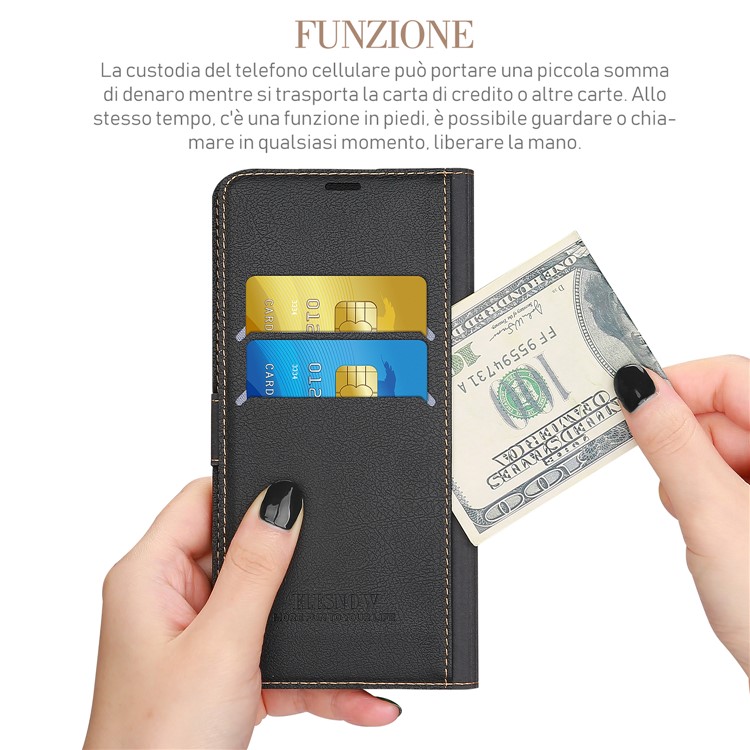 ELESNOW Wallet Stand Leather Flip Case for iPhone XR 6.1 inch - Black-8