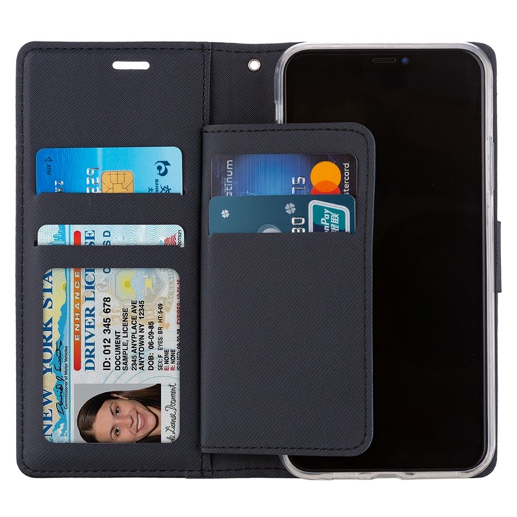 ROAR Cor Sólida Carteira Stand Estojo De Couro PU Para O Iphone (2019) 6,1 Polegadas - Preto-2