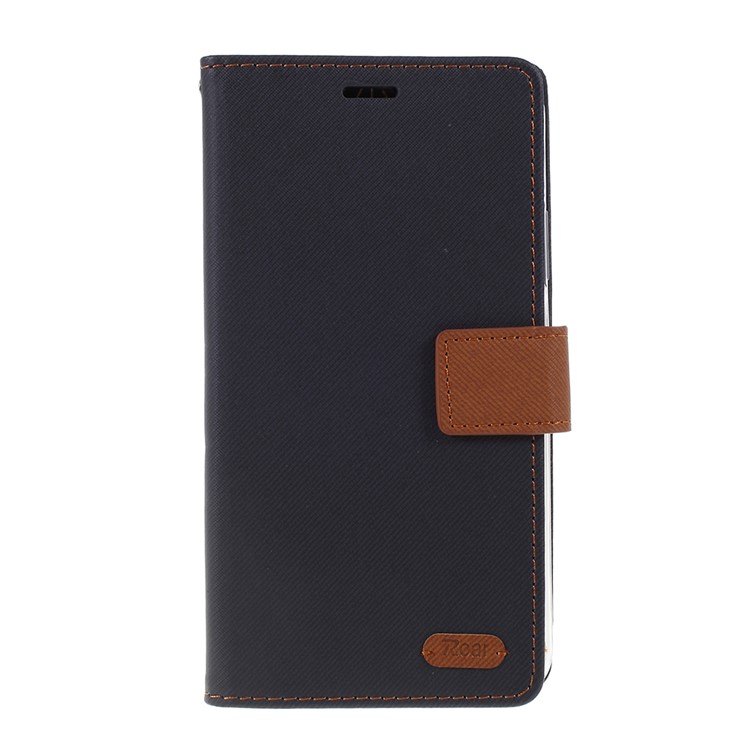 Invólucro De Carteira De Couro De Grão De Sarja ROAR Para Iphone (2019) 5,8 Polegadas - Preto-1