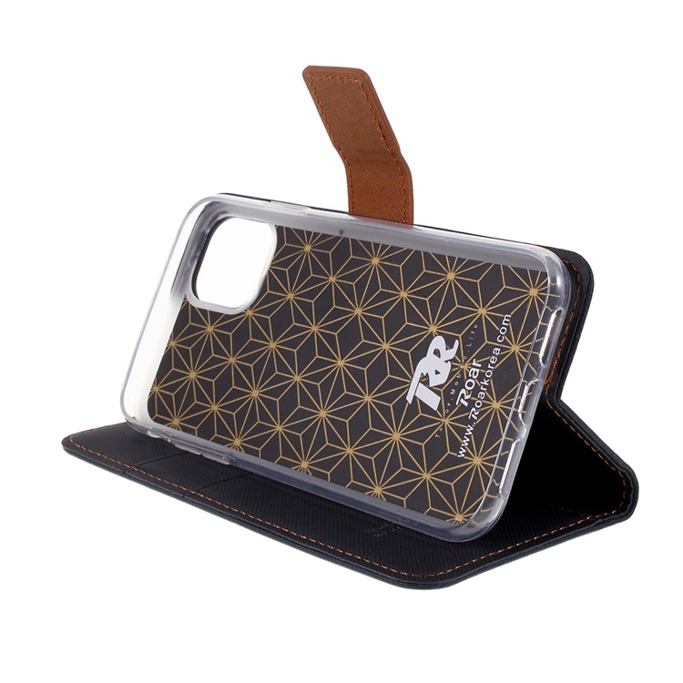 Invólucro De Carteira De Couro De Grão De Sarja ROAR Para Iphone (2019) 5,8 Polegadas - Preto-2