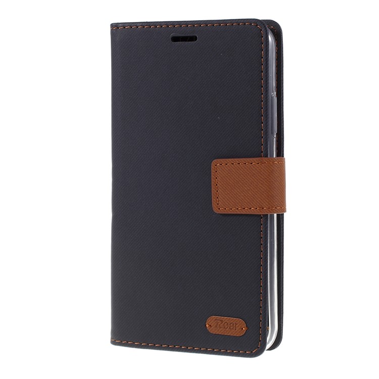 Invólucro De Carteira De Couro De Grão De Sarja ROAR Para Iphone (2019) 5,8 Polegadas - Preto-5