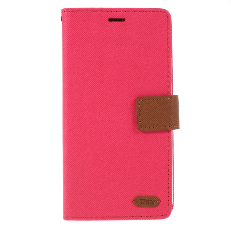 ROAR Sarja Grão Carteira Couro Telefone Shell Para Iphone (2019) 6,5 Polegadas - Vermelho-3