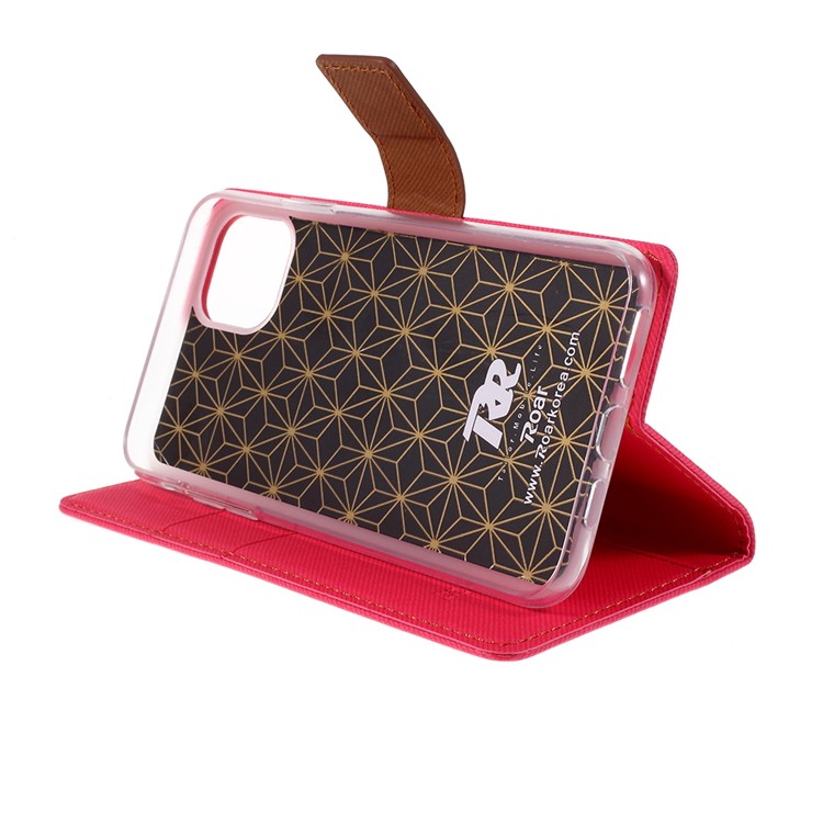 ROAR Sarja Grão Carteira Couro Telefone Shell Para Iphone (2019) 6,5 Polegadas - Vermelho-6