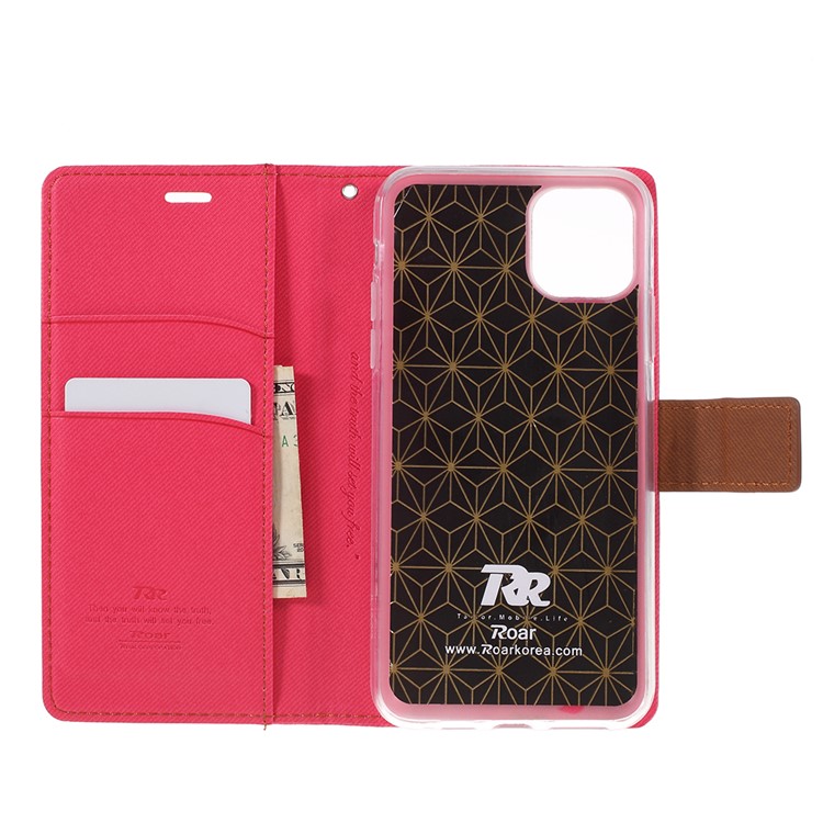ROAR Sarja Grão Carteira Couro Telefone Shell Para Iphone (2019) 6,5 Polegadas - Vermelho-8