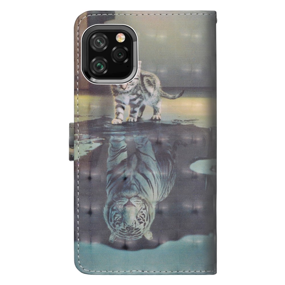 La Decoración Del Punto Ligero Modeló La Cáscara De Cuero Del Teléfono Celular De La Cartera Para El Iphone (2019) 6,1 Pulgadas - Gato-3