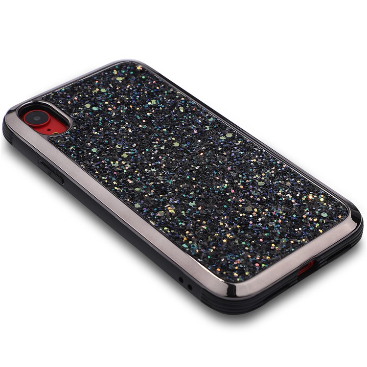 Electroplating Glittery Sequins Gel PC+TPU Hybrid Cover Phone Case for iPhone XR 6.1 inch - Black-2