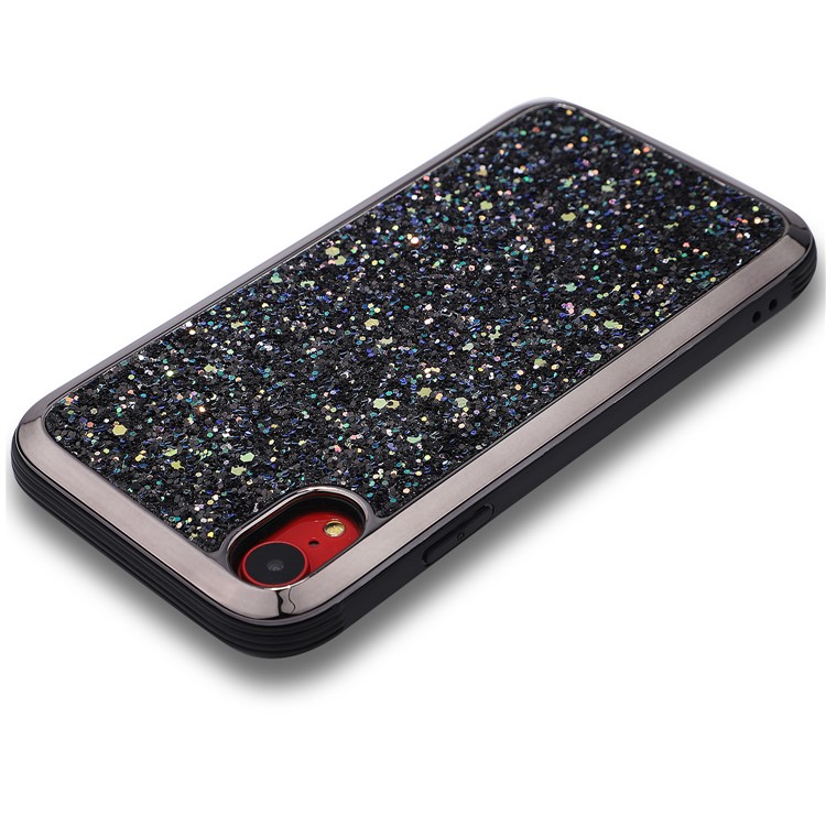 Electroplating Glittery Sequins Gel PC+TPU Hybrid Cover Phone Case for iPhone XR 6.1 inch - Black-3