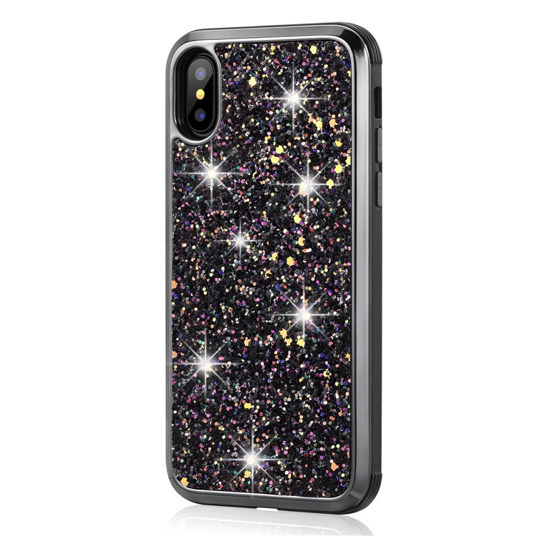 Glittering Sequins Detachable 2-in-1 Electroplating PC+ Flexi TPU Hybrid Back Case for iPhone XS Max 6.5 inch - Black-2