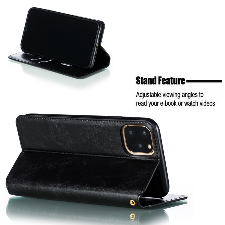 Crazy Horse Texture Strong Magnetic Leather Wallet Phone Cover for Apple iPhone (2019) 6.5-inch - Black-7