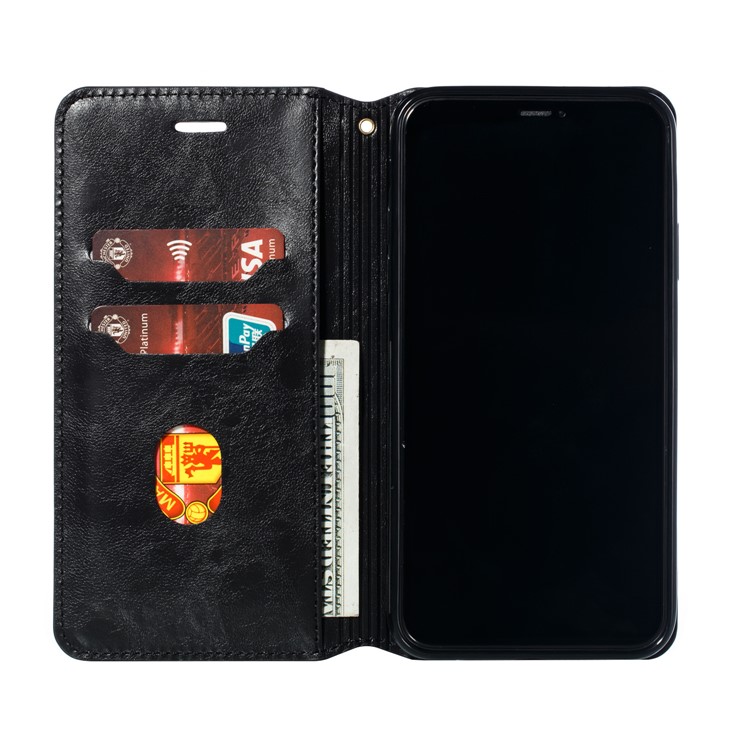 Crazy Horse Texture Strong Magnetic Leather Wallet Phone Cover for Apple iPhone (2019) 6.5-inch - Black-9