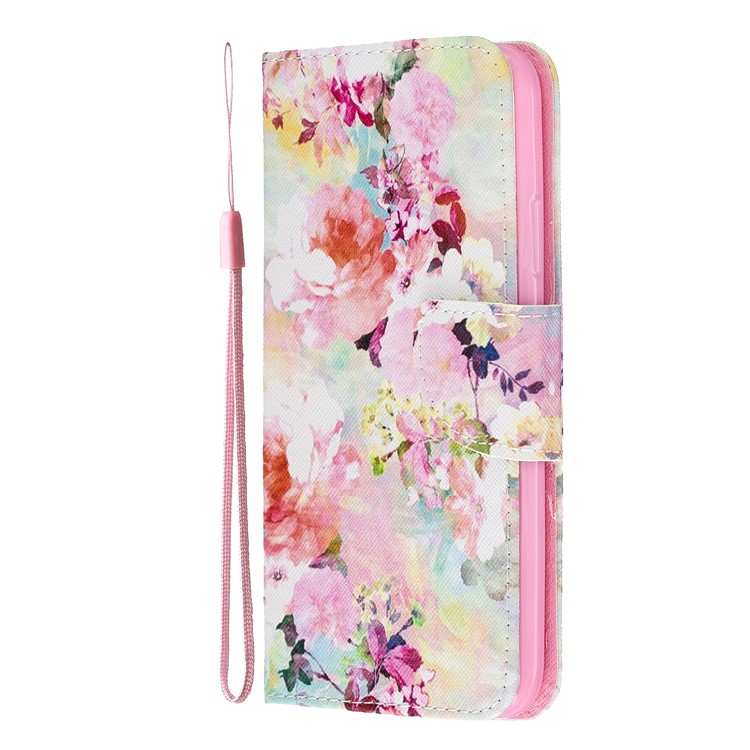 Pattern Printing Wallet Leather Case with Strap for iPhone (2019) 6.5-inch - Colorized Flowers-4