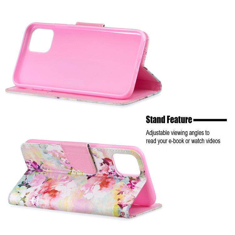 Pattern Printing PU Leather Wallet Stand Cell Phone Shell for iPhone (2019) 5.8-inch - Flowers-2