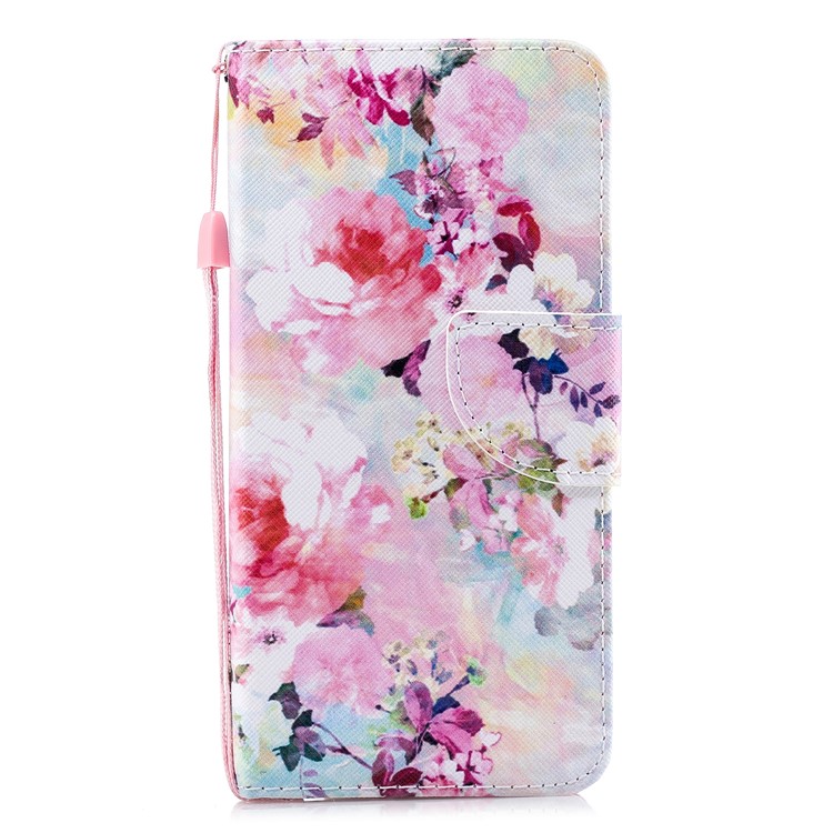 Pattern Printing PU Leather Wallet Stand Cell Phone Shell for iPhone (2019) 5.8-inch - Flowers-3