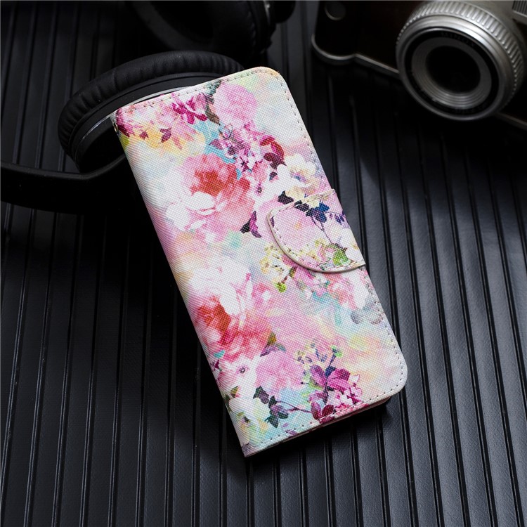 Pattern Printing PU Leather Wallet Stand Cell Phone Shell for iPhone (2019) 5.8-inch - Flowers-7