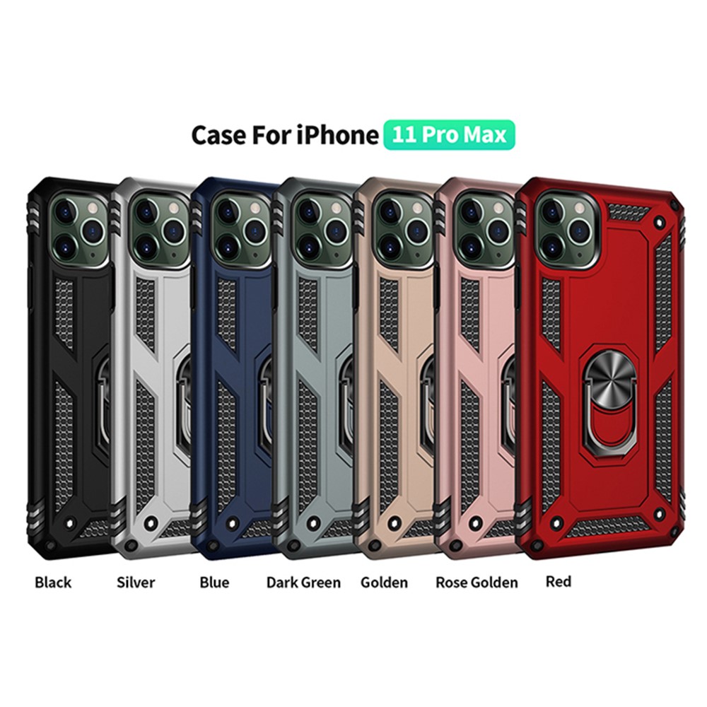 Hybrid PC TPU Kickstand Armor Phone Casing for iPhone 11 Pro Max 6.5-inch (2019) / XS Max 6.5 inch - Dark Green-2