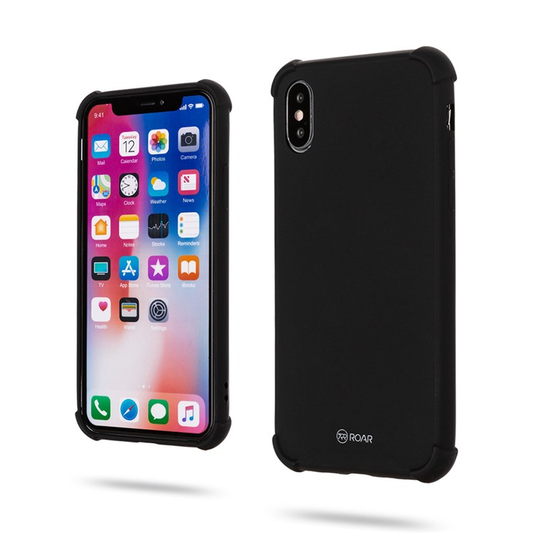 ROAR Shockproof Soft TPU Phone Case for iPhone XS / X - All Black-1