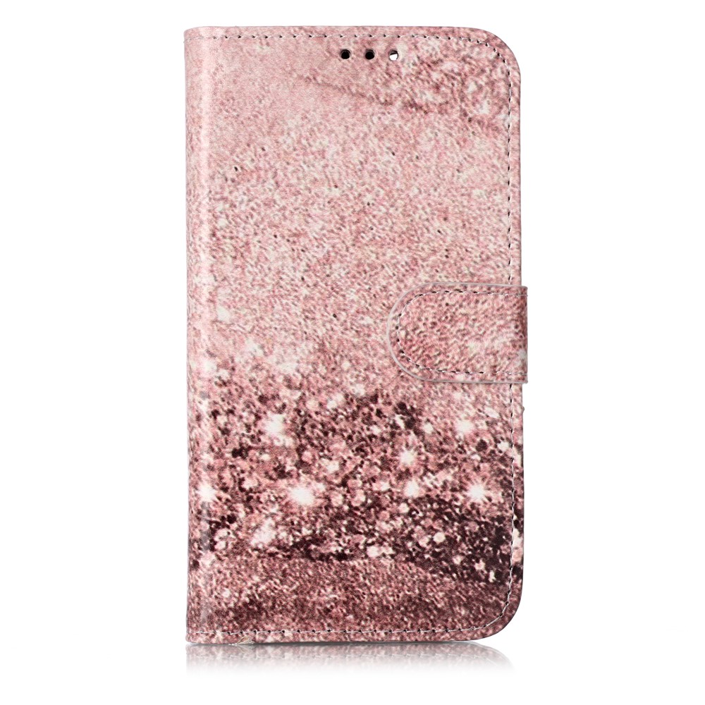 Caso Padrão Do Telefone Da Carteira Do Couro Da Impressão Para O Iphone (2019) 5,8 Polegadas - Rosa Ouro-1