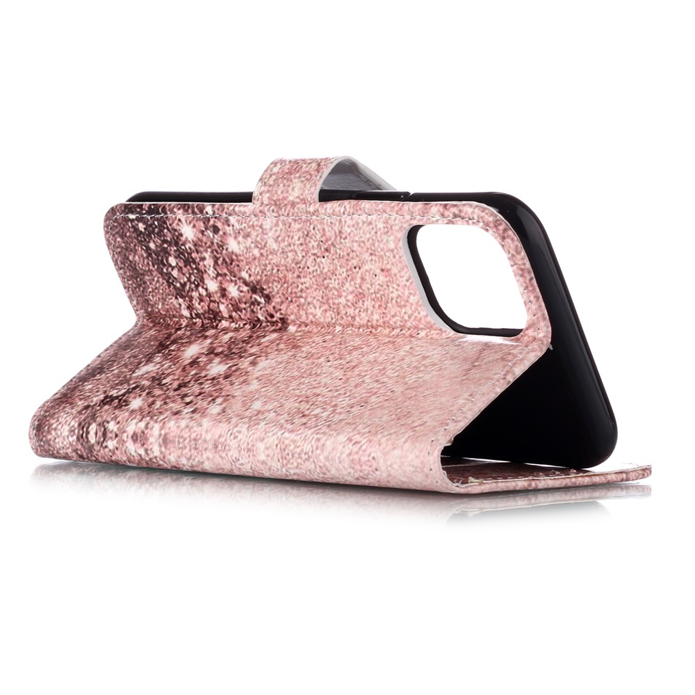 Caso Padrão Do Telefone Da Carteira Do Couro Da Impressão Para O Iphone (2019) 5,8 Polegadas - Rosa Ouro-4