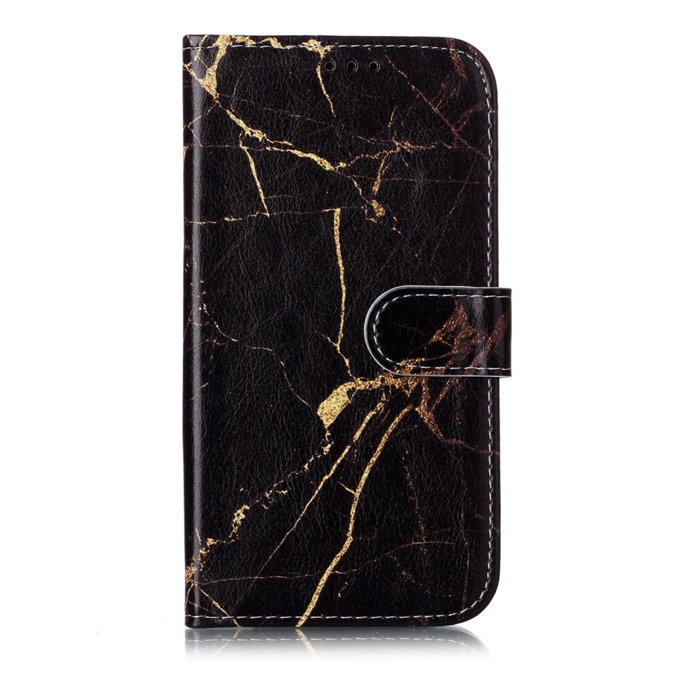 Custodia A Portafoglio In Pelle Stampa Motivo Per Iphone (2019) Da 6,1 Pollici - Nero-1