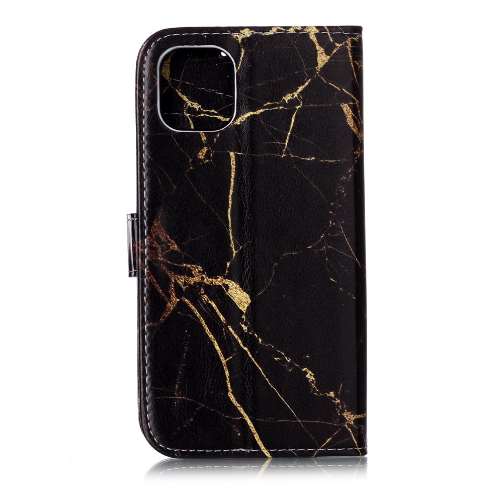 Custodia A Portafoglio In Pelle Stampa Motivo Per Iphone (2019) Da 6,1 Pollici - Nero-2