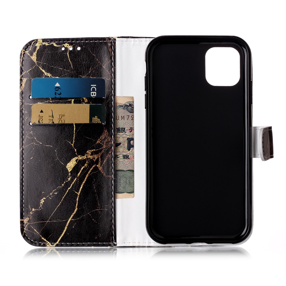 Custodia A Portafoglio In Pelle Stampa Motivo Per Iphone (2019) Da 6,1 Pollici - Nero-3