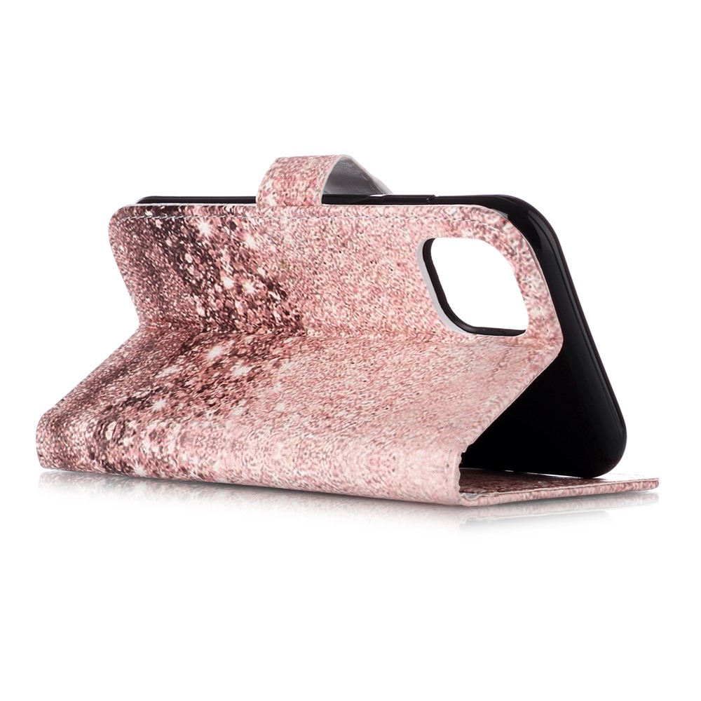 Caso Do Telefone Da Carteira Do Couro Da Impressão Do Teste Padrão Para O Iphone (2019) 6,1 Polegadas - Rosa Ouro-4
