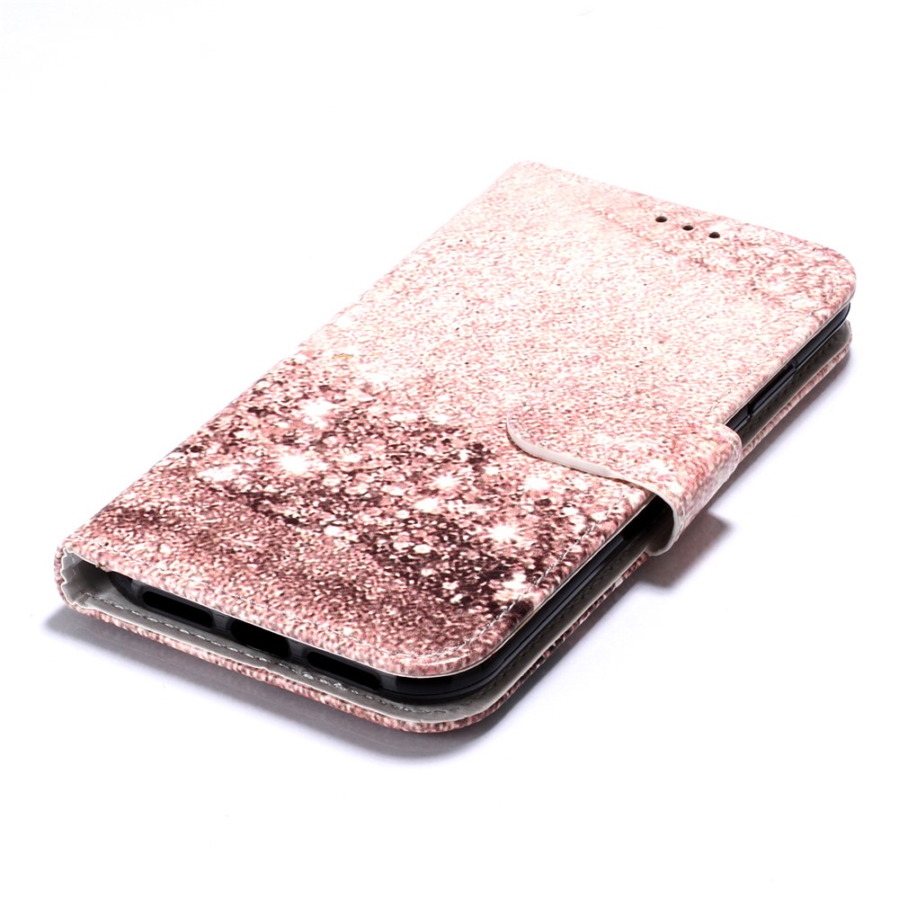 Caso Do Telefone Da Carteira Do Couro Da Impressão Do Teste Padrão Para O Iphone (2019) 6,1 Polegadas - Rosa Ouro-5