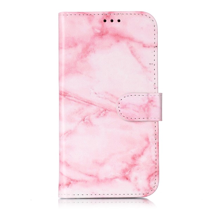 Caso Do Telefone Da Carteira Do Couro Da Impressão Do Teste Padrão Para O Iphone (2019) 6,1 Polegadas - Rosa-1