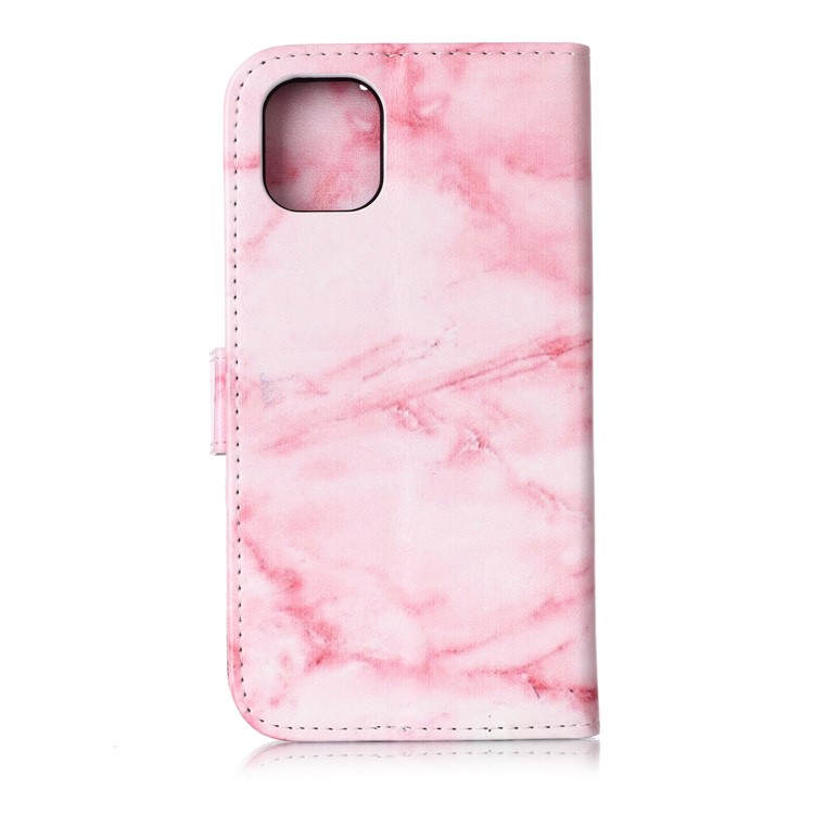 Caso Do Telefone Da Carteira Do Couro Da Impressão Do Teste Padrão Para O Iphone (2019) 6,1 Polegadas - Rosa-2