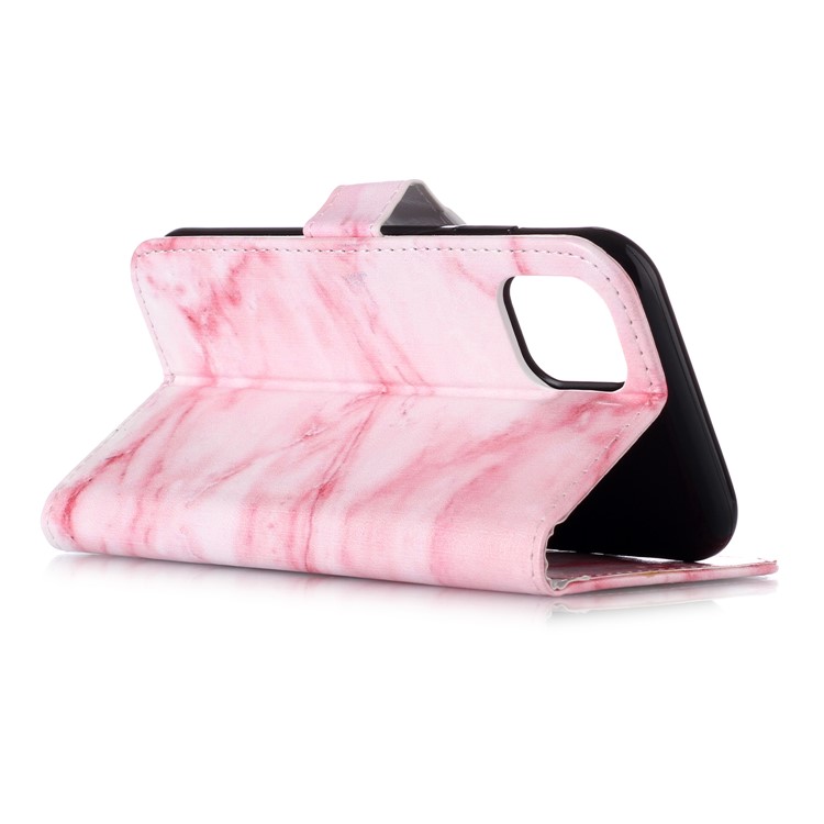 Caso Do Telefone Da Carteira Do Couro Da Impressão Do Teste Padrão Para O Iphone (2019) 6,1 Polegadas - Rosa-4