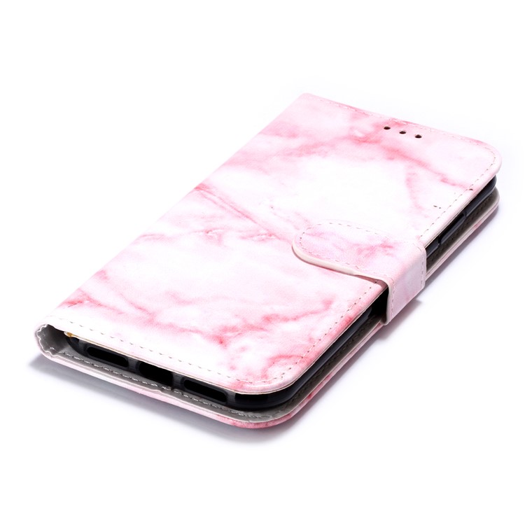 Caso Do Telefone Da Carteira Do Couro Da Impressão Do Teste Padrão Para O Iphone (2019) 6,1 Polegadas - Rosa-5