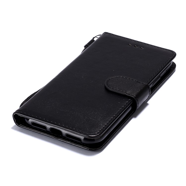 Solid Color Leather Wallet Stand Phone Case Cover for iPhone (2019) 5.8-inch - Black-4