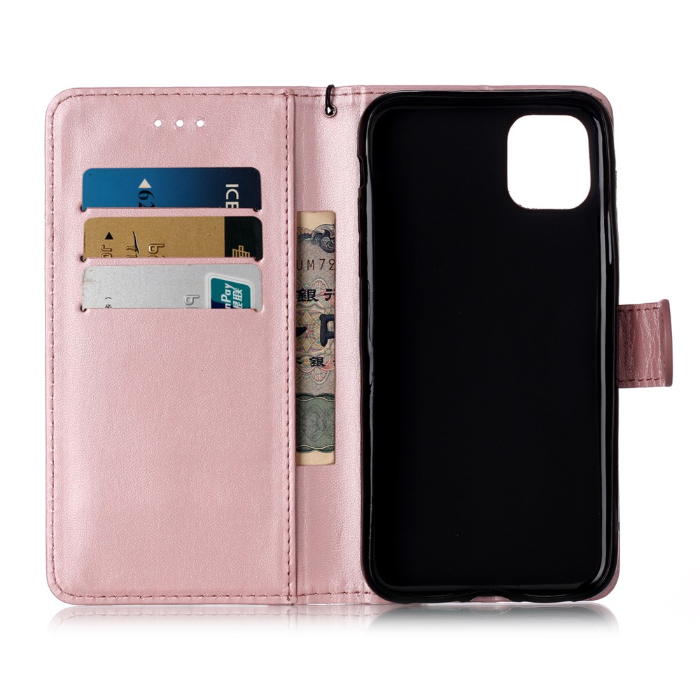 Solid Color Leather Wallet Stand Phone Case Cover for iPhone (2019) 6.1-inch - Rose Gold-3