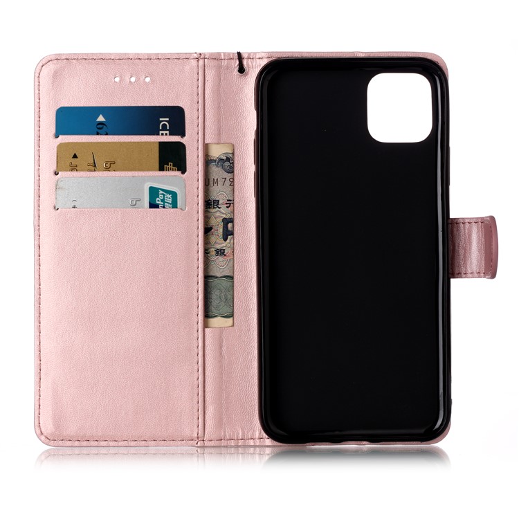 Solid Color Leather Wallet Stand Phone Case Cover for iPhone (2019) 6.5-inch - Rose Gold-3