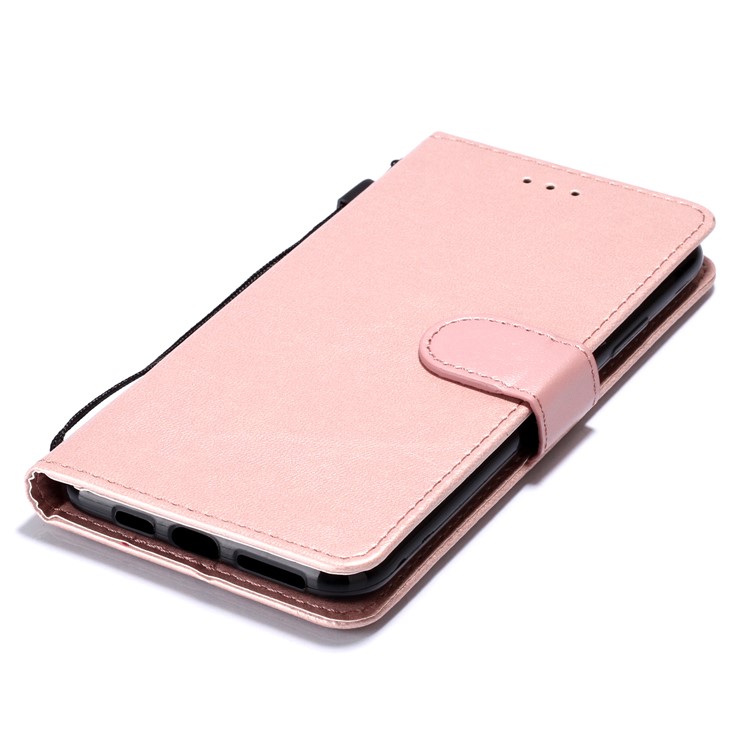 Solid Color Leather Wallet Stand Phone Case Cover for iPhone (2019) 6.5-inch - Rose Gold-5