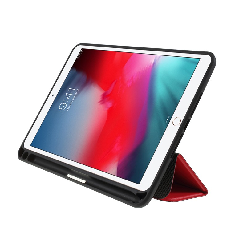 Clear Back TPU+PC Tablet Case Cover with Pen Slot for iPad mini (2019) / mini 4 - Red-4