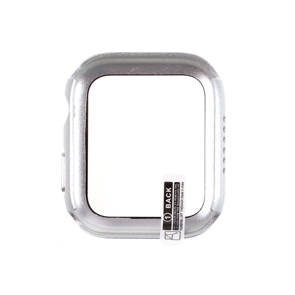 Múltiplas Cores da Moldura da Moldura PC Shell Com Filme de Protetor de Tela de Vidro Para a Série Apple Watch 4 44mm - Prata