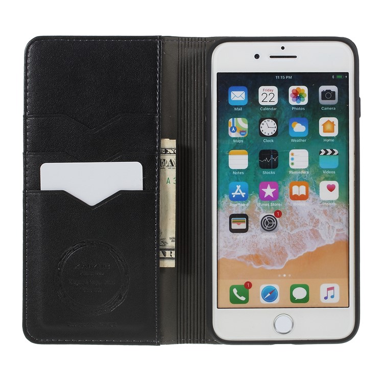 Micro Fiber Leather Wallet Stand Phone Case for iPhone 8 Plus 5.5 inch / 7 Plus 5.5 inch - Black-8