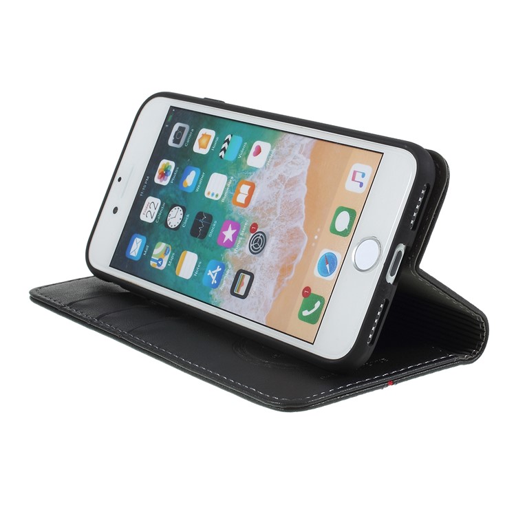 Micro Fiber Leather Wallet Stand Phone Case for iPhone 8/7 4.7 inch - Black-6