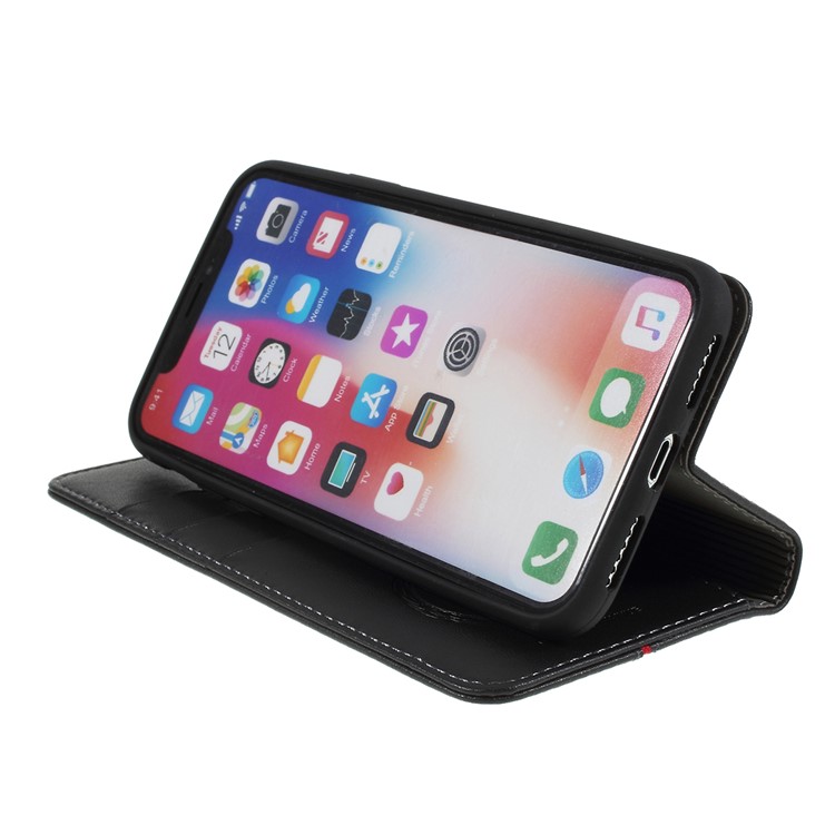 Micro Fiber Leather Stand Phone Case for iPhone XS Max 6.5 inch - Black-6