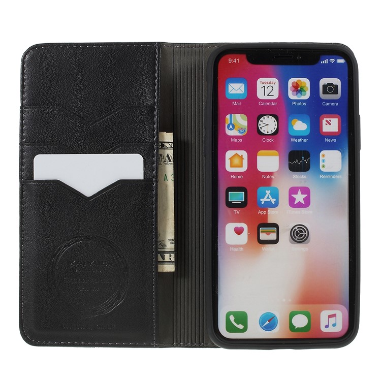 Micro Fiber Leather Stand Phone Case for iPhone XS Max 6.5 inch - Black-8