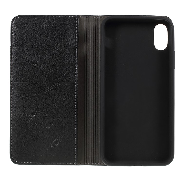 Micro Fiber Leather Stand Phone Case for iPhone XS Max 6.5 inch - Black-9