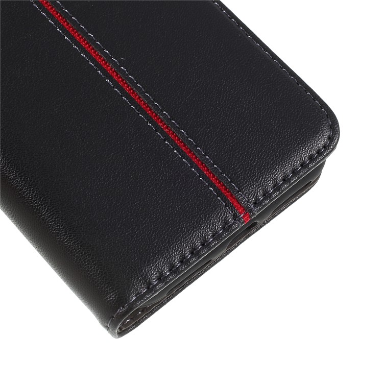 Micro Fiber Leather Wallet Stand Phone Case for iPhone XS/X 5.8 inch - Black-4