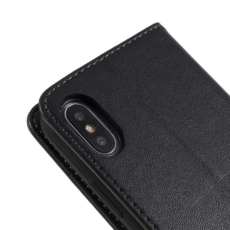 Micro Fiber Leather Wallet Stand Phone Case for iPhone XS/X 5.8 inch - Black-5